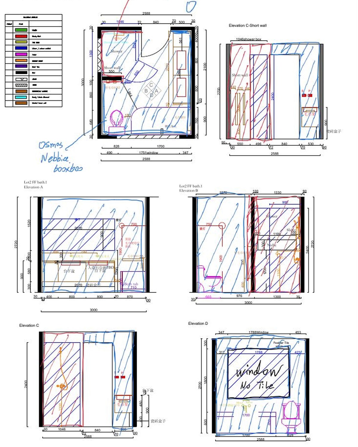 Bathroom planning and elevation coordination study